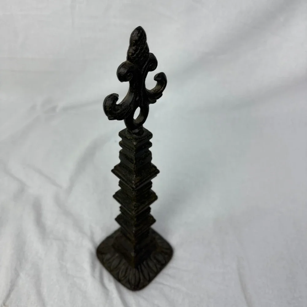 Cast Iron Fleur De Lis‎ Finial Statue Bookend Shelf Decor Accent Piece